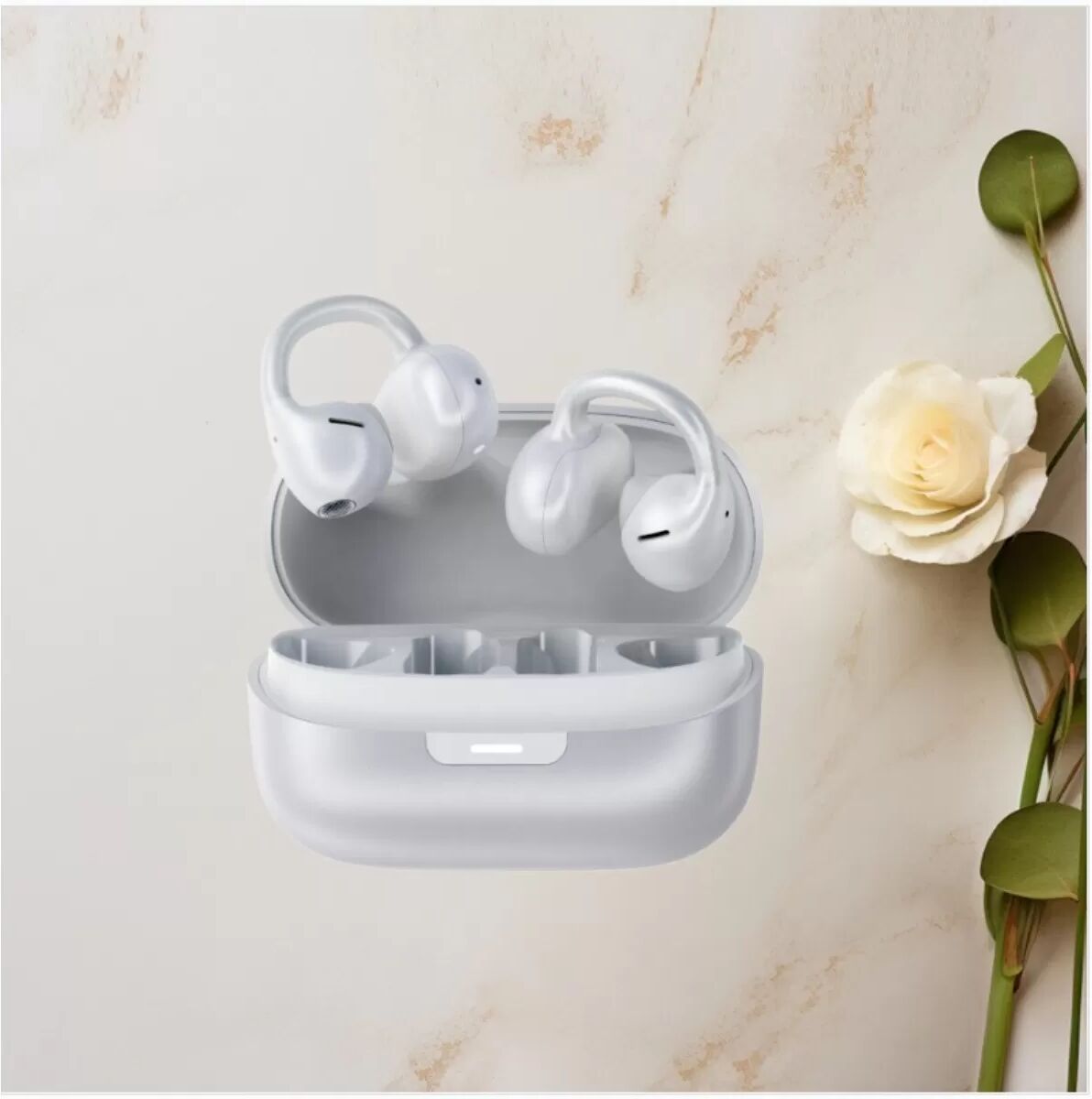 INF Clip-On Bluetooth Ohrhörer Bluetooth 6.0 — Wasserdicht, Schweißfest, ENC Rauschunterdrückung, 11mm Titan-Treiber, 42h Akku Weiß