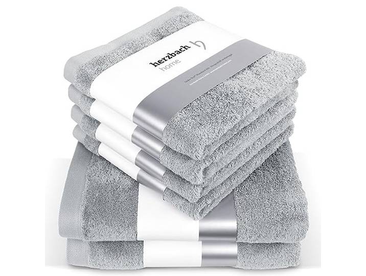 herzbach home Premium Handtücher-Set 100% Baumwolle - weich & saugstark - Grau