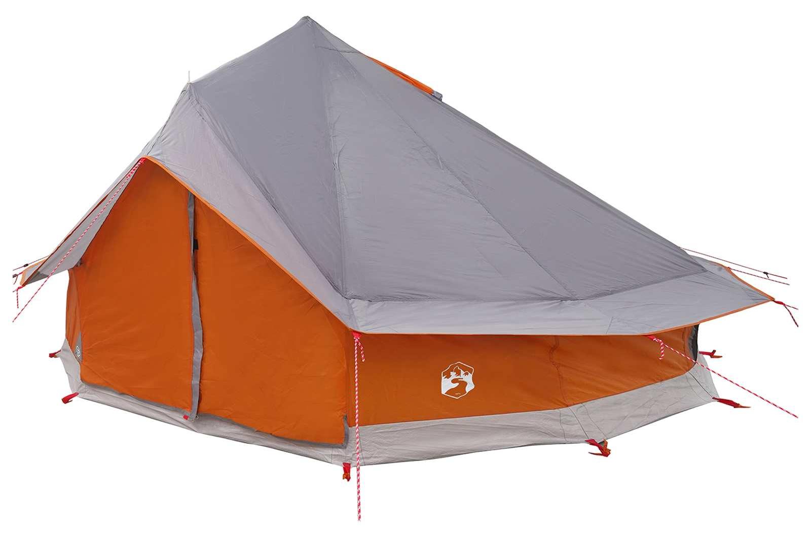 Tipi Zelt 18 Personen Grau und Orange Polyester und Stahl