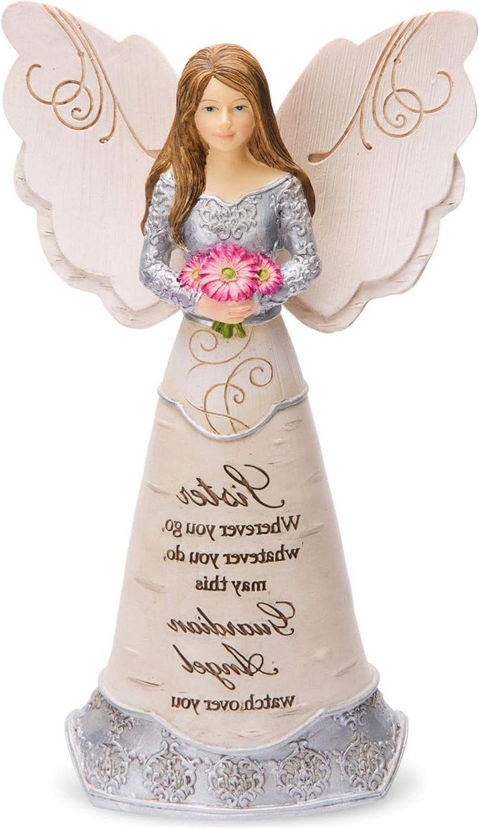 Beschermengel Figuur - Engeltje Beeldje met Inspirerende Tekst - Roze - Hoogte: 15 cm