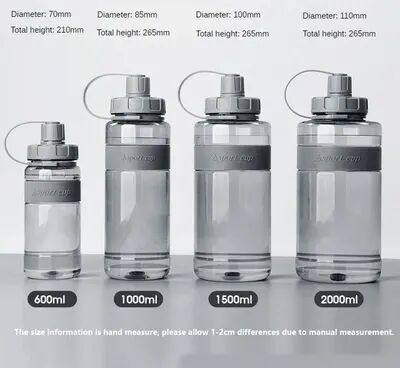 Friendly Fresh Finds Big Water Bottle With Straw Large Capacity BPA Free Fitness Sports Water Bottle For School, Gym. 600ml grey