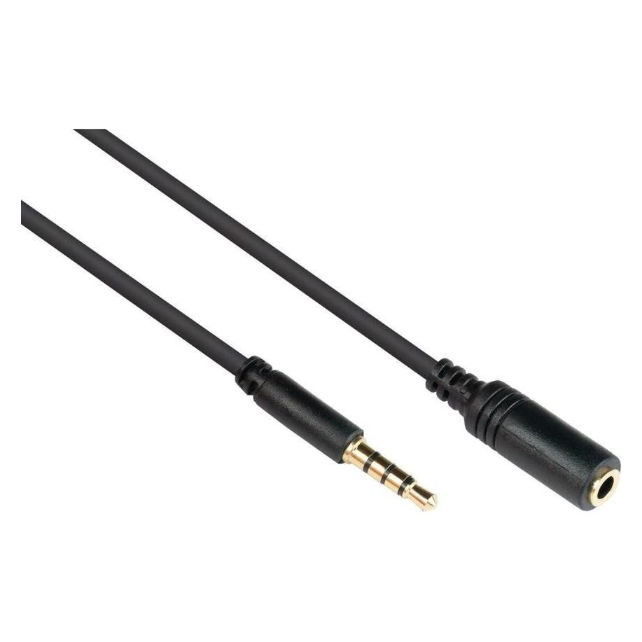 Varia SO-32143 - Klinkenverlngerung 3,5mm, Stecker an Buchse (4polig), vergoldete K., CU, schwarz, 2m (2 m) (SO-32143)