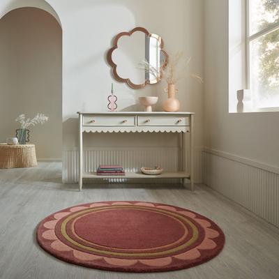 FLAIR RUGS "Lois mit Jakobsmuschelbordüre" rund 10 mm Höhe mit Jakobsmuschelbordüre