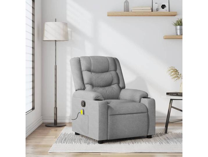 vidaXL Massage-Relaxsessel Hellgrau Stoff