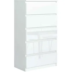 KOMMODE NUDO 70/124,5/39cm mit 5 Schubladen Türen Weiß