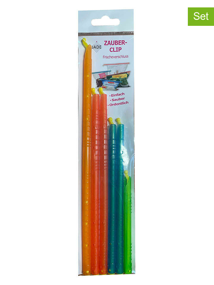 Jade 2er-Set: Verschlussclips in Bunt - 2x 6 Stück - onesize