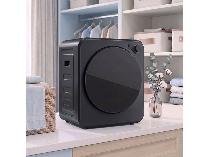 HOMCOM Sèche-linge Portable 2,5kg Noir Frontal 5 Programmes