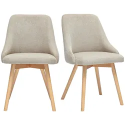 Skandinavische Stühle aus Samt-Textur Stoff in Beige und hellem Holz (2er Set) HASTA