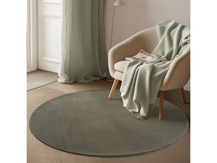 Carpetsale24 Tapis Rond Vert 160 cm Lavable Rond Antidérapant et Doux tapis uni Salon et Chambre