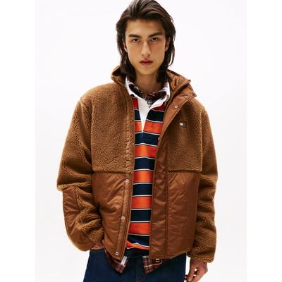 Steppjacke TOMMY JEANS "TJM ESSENTL MIX TEDDY", Herren, Gr. XL, braun (pecan nut), Web, Obermaterial: 100% Polyester. Futter: 100% Polyester. Füllung: 100% Polyester, relaxed fit, Jacken Steppjacke, Übergangsjacke relaxed fit, mit Teddy Fleece,...