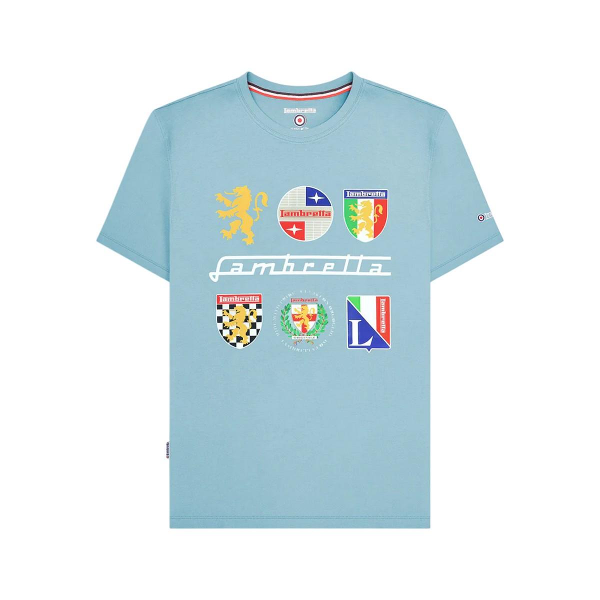 Lambretta Heren Heritage SS26 Logos T-Shirt (Lichtblauw)