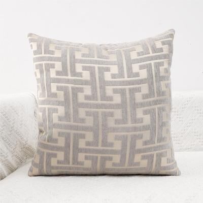 Inspire Daily Merch Geometric Patterned Polyester Jacquard Pillowcase Sofa Lumbar Pillow Covers For Spring Summer Autumn Winter Seasons gray 45x45cm