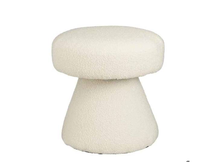 Mica Decorations Tabouret Pouffe - 49x49x46 cm - Polyester - Blanc cassé