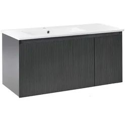 WASCHBECKENUNTERSCHRANK wandmontiertk mit Waschbecken Schwarz Tiete