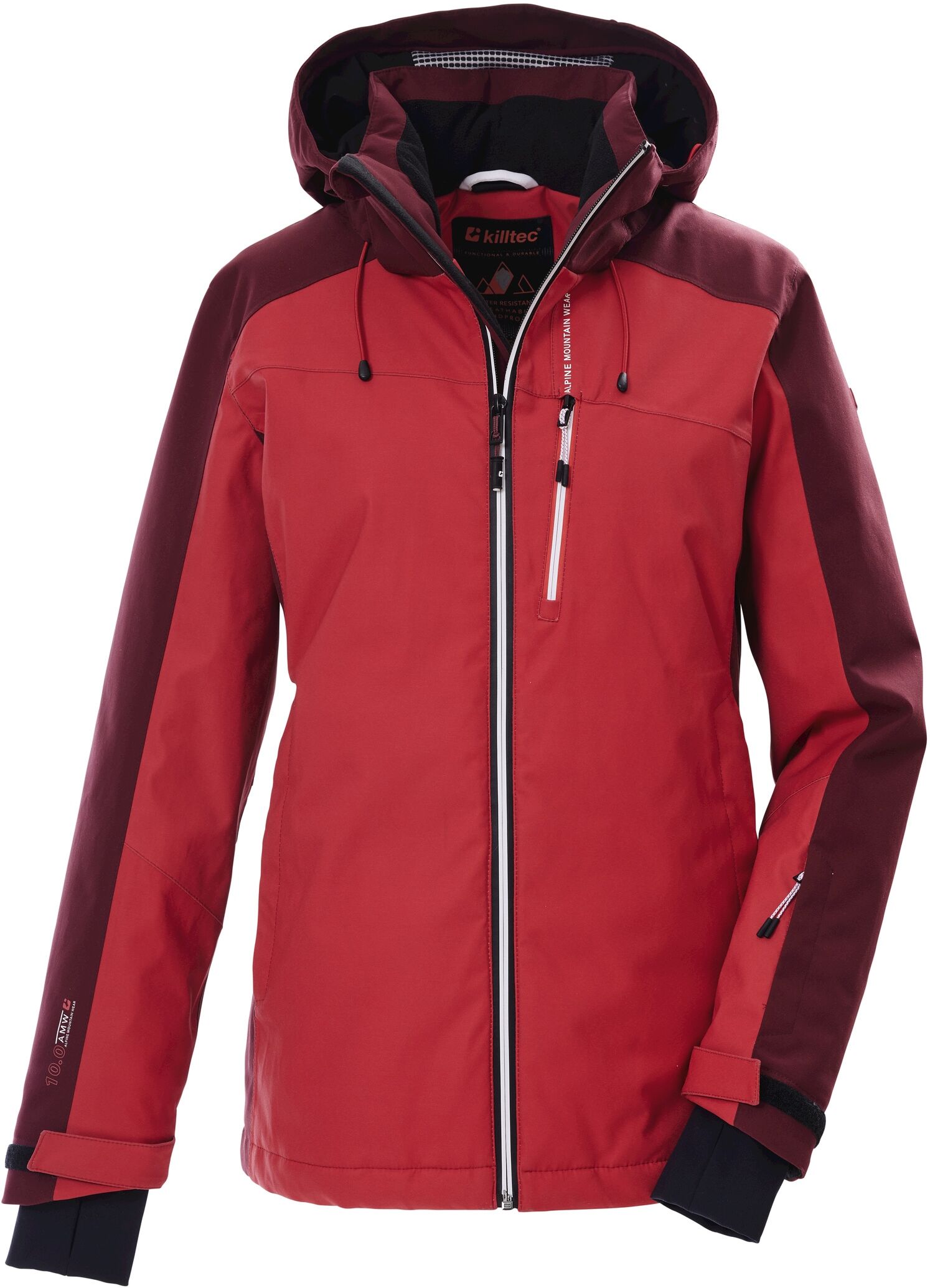 Winterjacke KILLTEC "KSW 256 WMN SKI JCKT", Damen, Gr. 36, rot (modern rot), Web, Obermaterial: 100% Polyester. Futter: 100% Polyester, Jacken Winterjacke, mit abnehmbarer Kapuze, wasserdicht, atmungsaktiv, winddicht modern rot 36