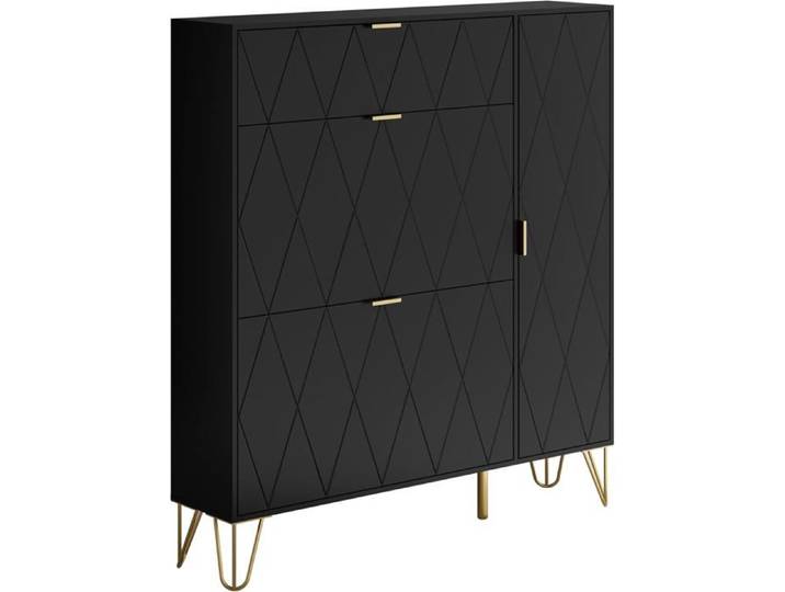 GOOBUY Armoire à Chaussure Inclinable Meuble à Chaussure Rangement Chaussure Etagère Caché et Cabinet Botte (Noir)