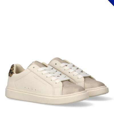 Sneaker TOMMY HILFIGER, Mädchen, Gr. 35, metallic, beige, Lederimitat, Schuhe Sneaker, Freizeitschuh, Halbschuh, Schnürschuh mit Kontrastbesätzen