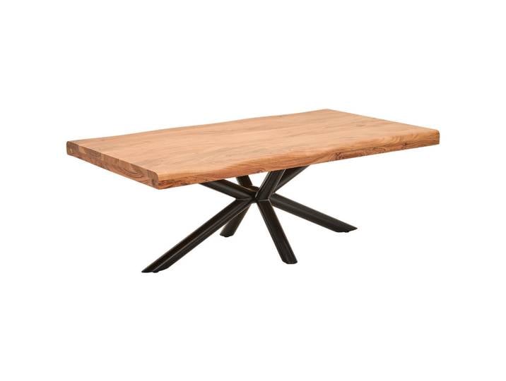 Livetastic Couchtisch, Natur, Schwarz, Holz, Metall, Akazie, Holz, rechteckig, X-Form, 70x45x120 cm, Holzmöbel, Holztische, Couchtische Holz
