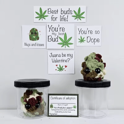 Inspire Picks Little Weed Nugget Plush In A Jar Handmade Stuffed Toy Home Decor Little Weed Nugget Plush In A Jar Handmade Stuffed Toy Home Decor