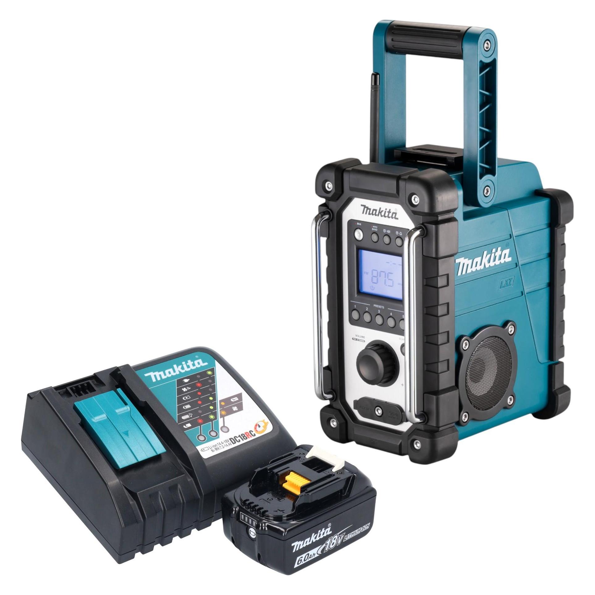 Makita DMR 116 RG1 Akku Baustellenradio 14,4 - 18 V AM FM AUX + 1x Akku 6,0 Ah + Ladegerät (AM, FM) (DMR116)