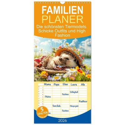 Familienplaner 2026 - Die schönsten Tiermodels. Schicke Outfits und High Fashion mit 5 Spalten (Wandkalender, 21 x 45 cm) CALVENDO