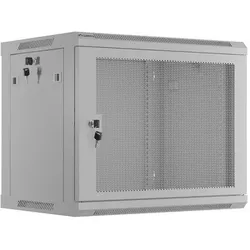 Lanberg 19" 9HE 600X450 grauer Wandmontage-Rack-Schrank perforierte Türen (flach verpackt) (9 HE, 19 Zoll Rack), Serverschrank, Grau