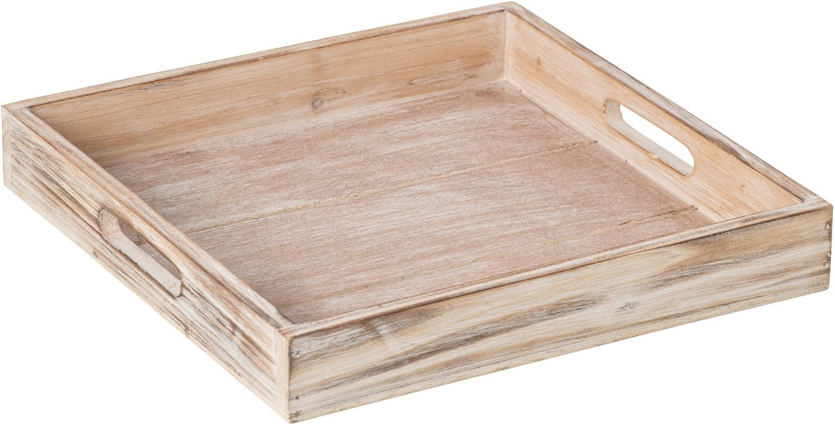 J-Line Decoratief dienblad van dennenhout in beige