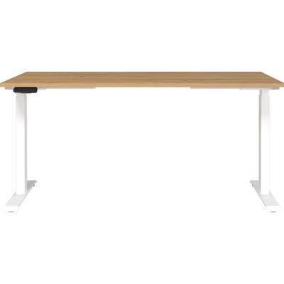 Schreibtisch GERMANIA "Jet, elektrisch höhenverstellbar", beige (grandson, eiche, nachbildung, weiß, weiß, grandson, eiche, nachbildung), B:160cm H:72cm T:80cm, Tische, Schreibtisch, Höhe 72-120 cm, elektrisch höhenverstellbar, Memory-Funktion,...