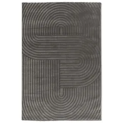 Webteppich Structures 200 x 290 cm Polyester Grau Anthrazit