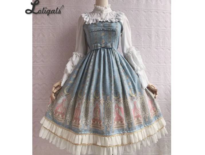 Robe Lolita JSK en mousseline imprimée, longue robe de soirée à volants ~ La légende des étoiles par Yiliya