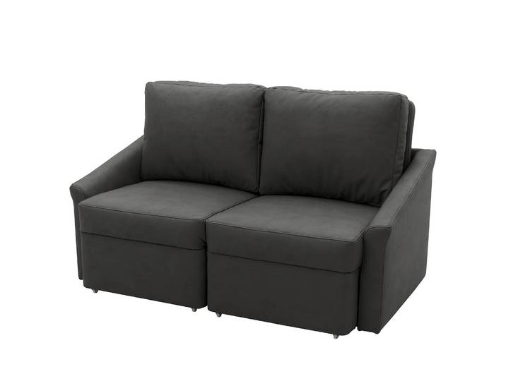 Boxspring-Schlafsofa Befasy Schwarz Kunstleder Jami 168 x 86 x 96cm Modern