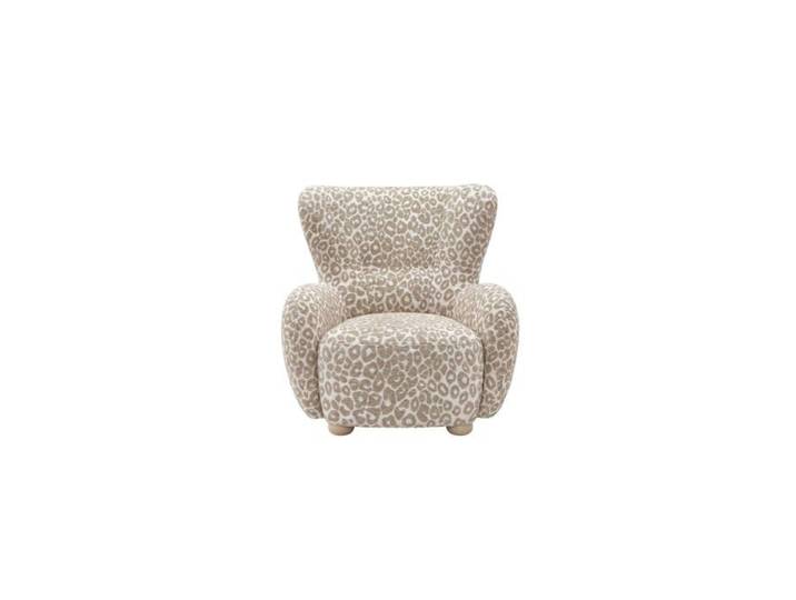 LILI - Fauteuil tissu imprimé animalier - Beige