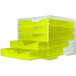 Styro, Dokumentenablage, Schubladenbox styroswingbox NEONline neon-gelb DIN C4 mit 5 Schubladen (C4)