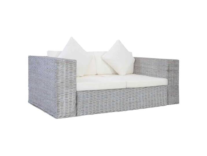 GHVBNMF 2-Sitzer Rattan Sofa Couch mit Kissen 162cm Grau Gemütliche Zweisitzer Couch aus Naturmaterialien für Wohnzimmer und Wintergarten inklusive weicher Sitzpolster.