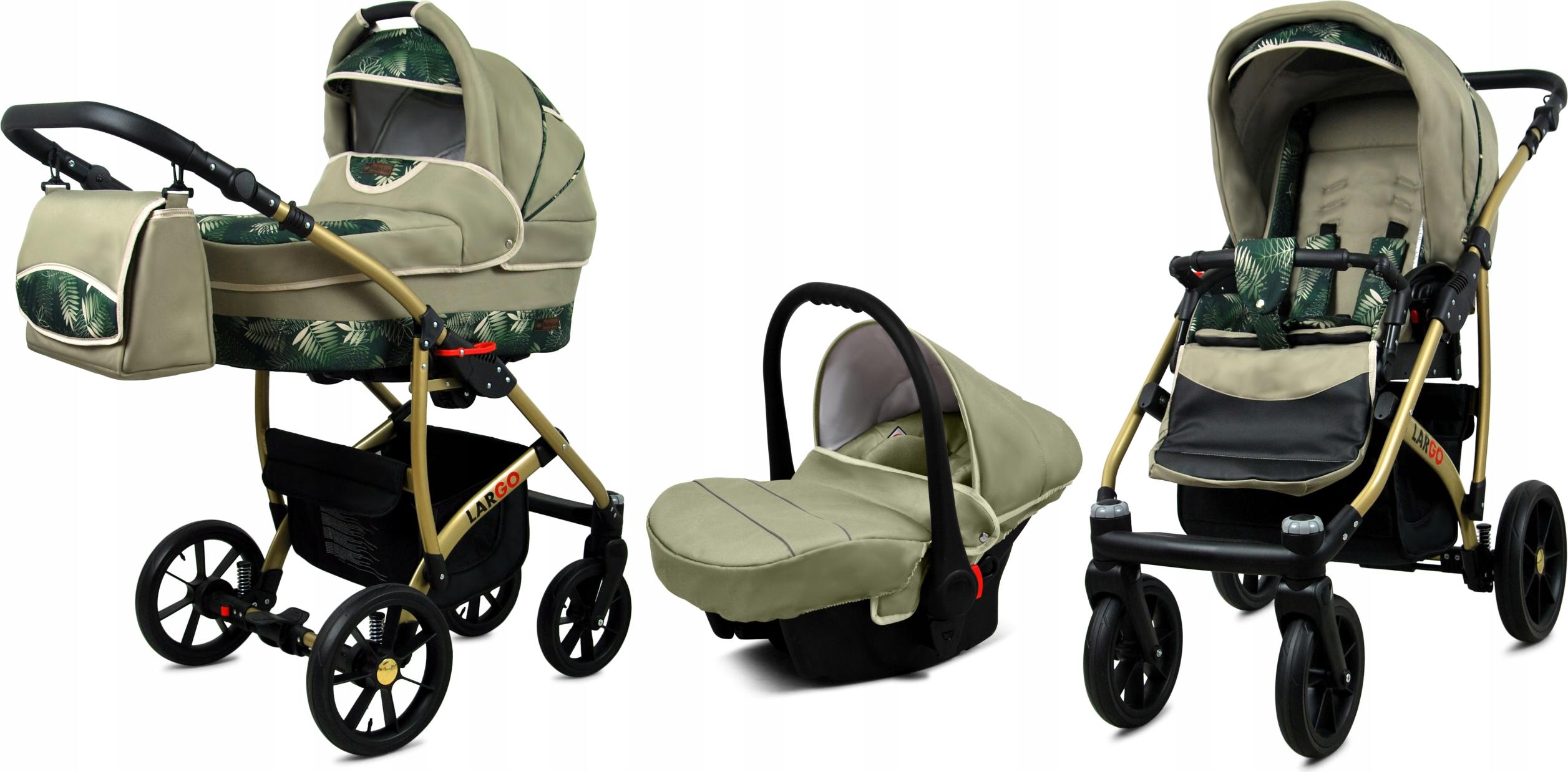 BabyLux Largo | 3in1 Kinderwagen Set | Fern Leaf | Kombikinderwagen | Kinderwagenset | Buggy +