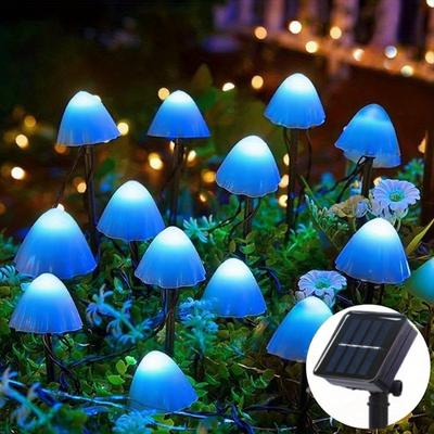 Outdoor Solar Garden Lights Outdoor LED Mushroom Light With 8 Functions, Solar Garden String Lights, Holiday Courtyard Decor Lamps blue 12leds 4.5meter
