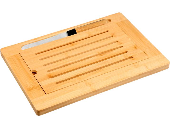 Schneidebrett KESPER Brotschneidebrett inkl. Krümelfach , natur, B:42cm H:2cm L:28cm, Bambus, Edelstahl, Schneidebretter, Schneidebrett, inkl. Brotmesser