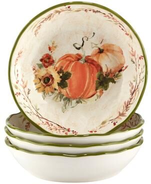 "Certified International Harvest Morning 8"" Soup/Cereal Bowls,18 oz. Set of 4 - 28 Oz."