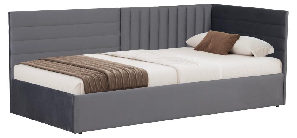 Kondela Einzelbett mit Lattenrost Mevia 90x200 cm - grau Velvet