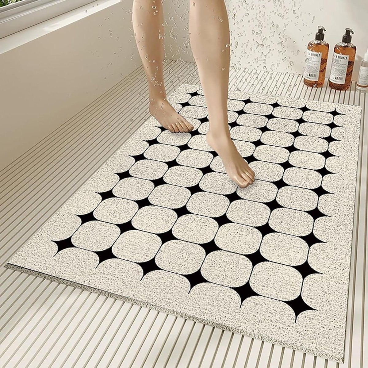 Grijs antislip douchemat met goede drainage, 50 x 50 cm