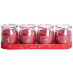 2x müller Kerzen, Kerzen, Advetnskerzen-Winter Apple 4er Set, Rot, 7 x 5.9 (4 Stk.)