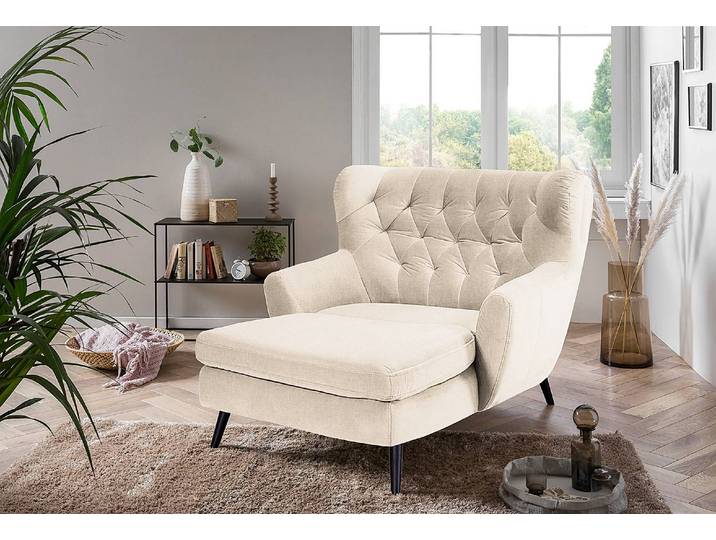 Fauteuil XXL Beige Tissu Sioma Noir 121 x 104 x 158cm