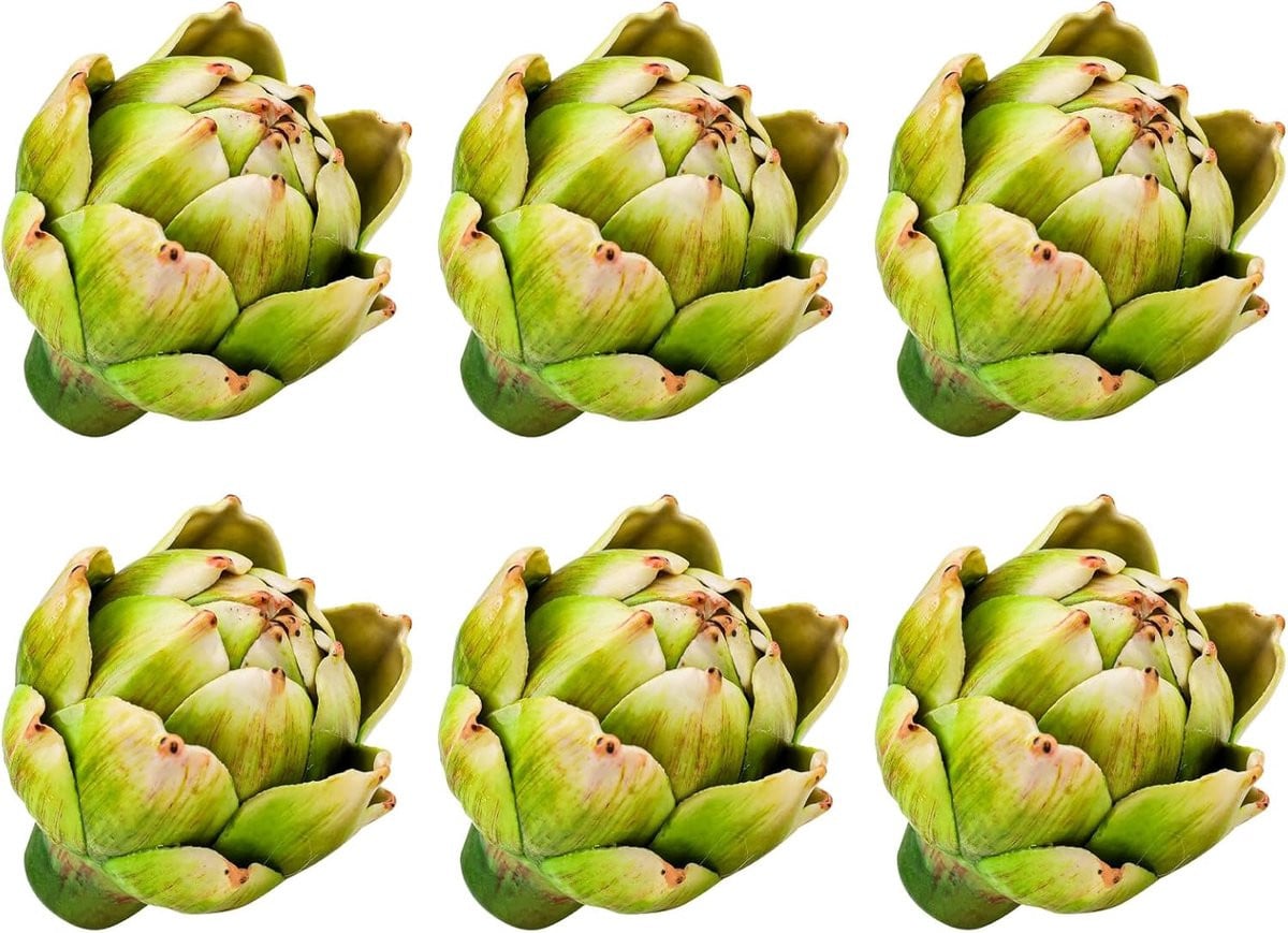 6x Realistische Kunst Artisjokken Decoratie Groen - Nep Groente voor Keuken en Huisdecoratie