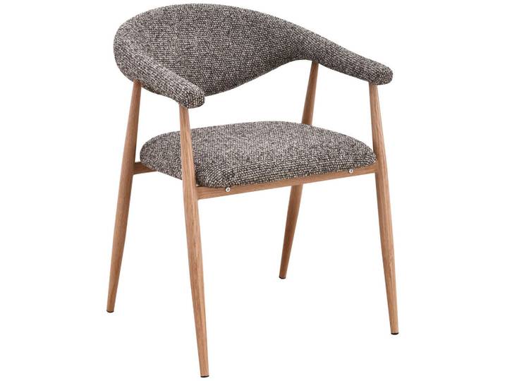 Lomoco Armlehnstuhl, Braun, Eiche, Metall, konisch, 58x78x60 cm, Stoffauswahl, Esszimmer, Stühle, Esszimmerstühle, Armlehnenstühle