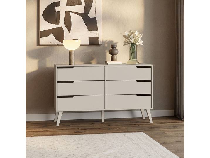 Kommode NOREL - Modernes Sideboard in Kaschmir mit 6 Schubladen