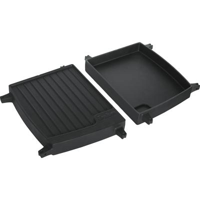 Grillplattenaufsatz ENDERS "Guss-Wendeplatte 1/2", schwarz, B:23cm H:4cm T:32cm, Gusseisen, Backbleche, BxTxH: 23x32x4 cm, Guss