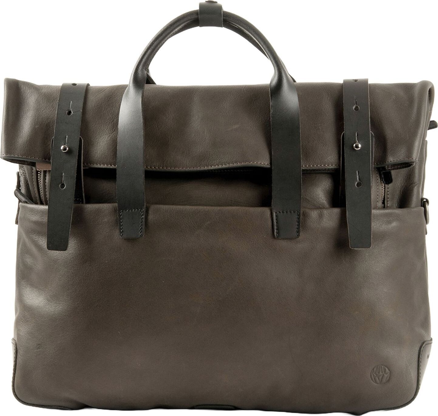 HAROLD'S Leder Schultertasche Laptoptasche mit Laptopfach Mount Businessbag Taupe dunkelbraun