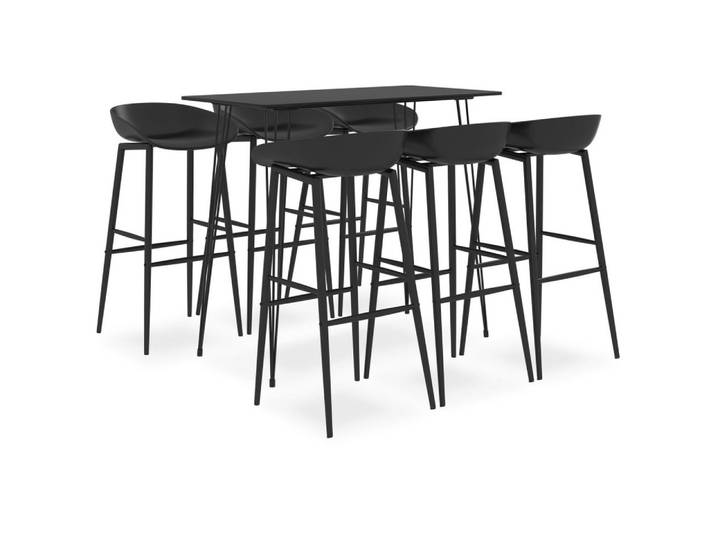 vidaXL Essgruppe 7-tlg. Bar-Set Schwarz, (6-tlg)