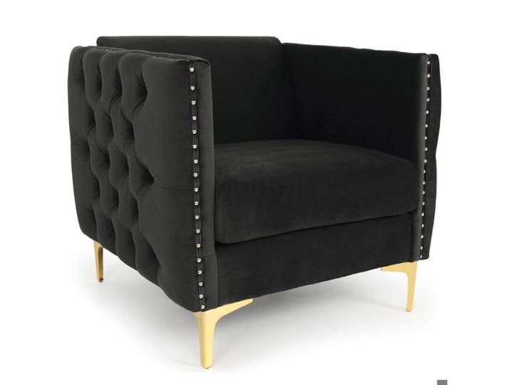 MENZZO Fauteuil Joshua Velours Noir