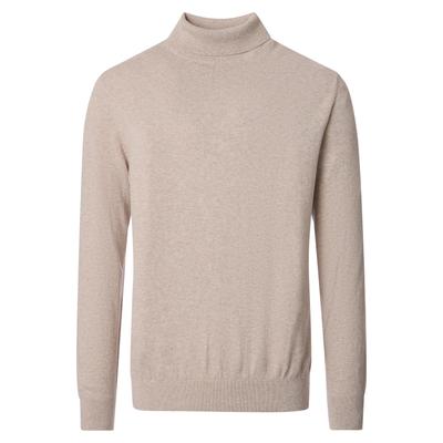 Rollkragenpullover VENTI "VENTI Rollkragenpullover uni", Herren, Gr. M, beige, 70% Baumwolle, 25% Wolle, 5% Kaschmir, Pullover Rollkragenpullover